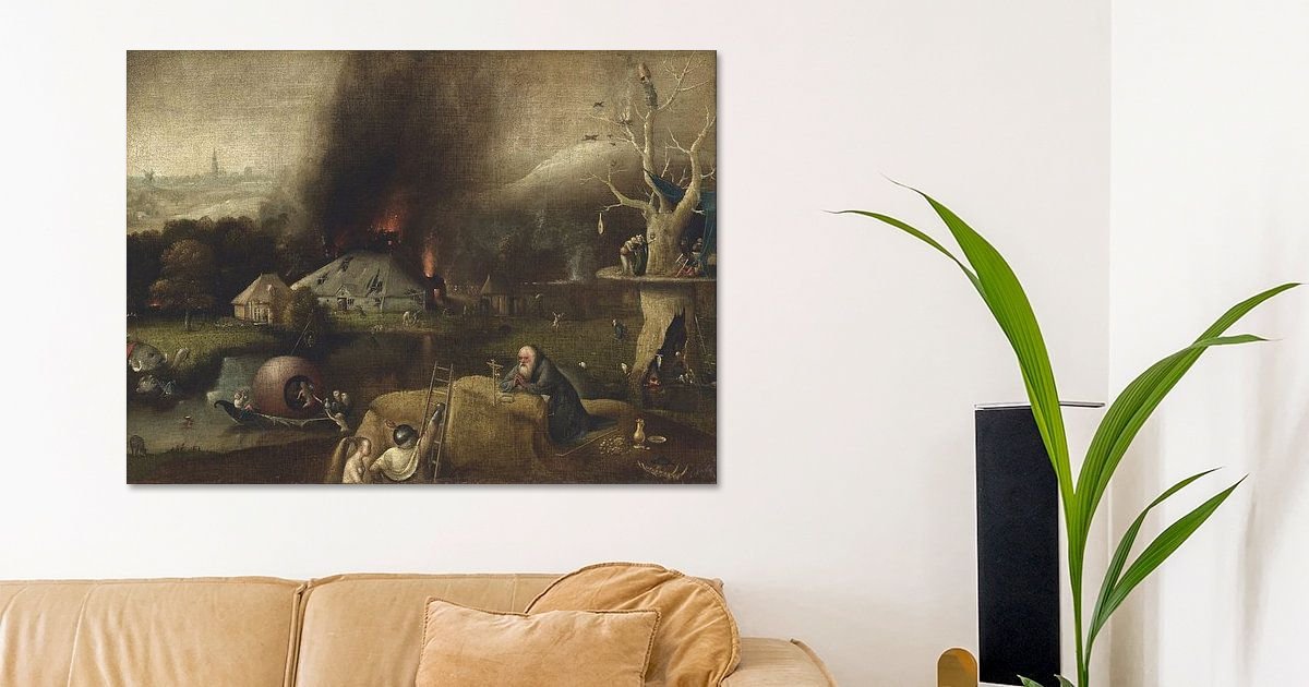 Landschap met de verzoeking van de heilige Antonius, Jeroen Bosch op